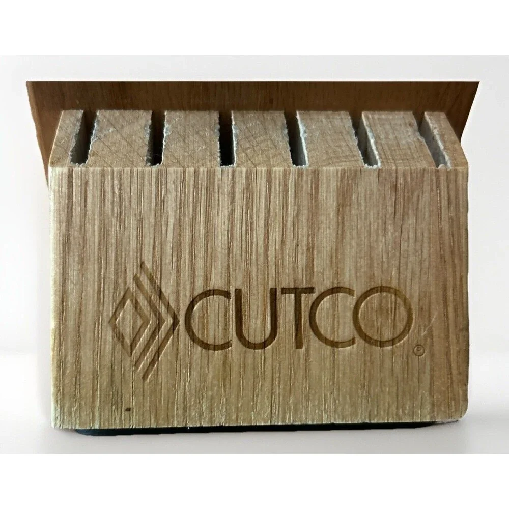 Cutco Honey Oak Wood Knife Block Holder 13 Slot Storage 12 Knife's & 1 Sharpener